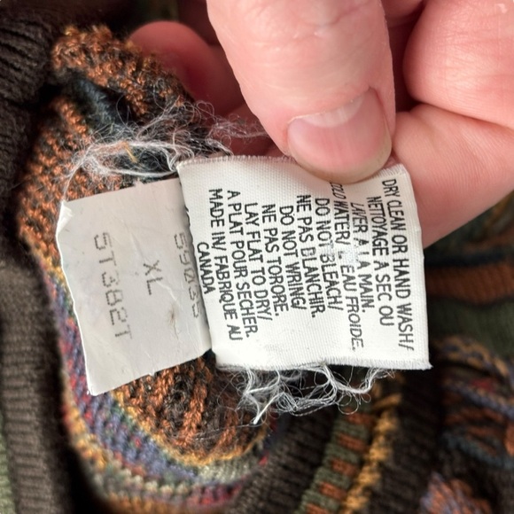 EUC Tundra Canada Men’s Coogi-style Multicolor 3D V-Neck Pullover Sweater Sz XL - Picture 9 of 13